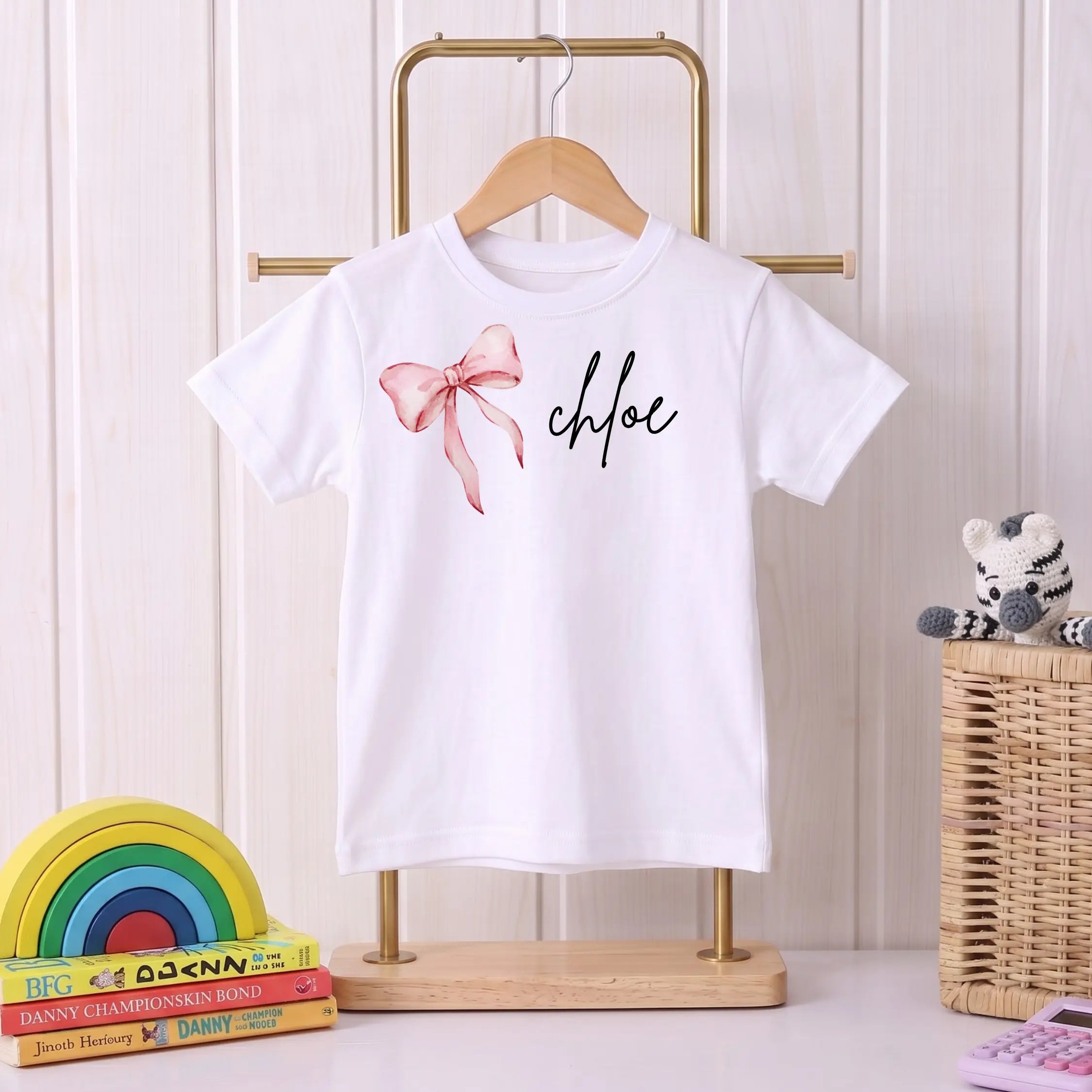 Personalized Bow White T-shirt