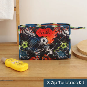 3-Zip Toiletries Kit - Soccer