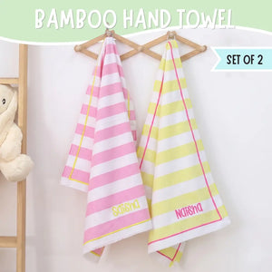 Pink Yellow Set of 2 Bamboo Hand Towel