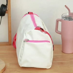 White Pink Sports Duffle Bag