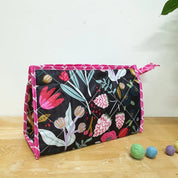 3-Zip Toiletries Kit - Black Tulips