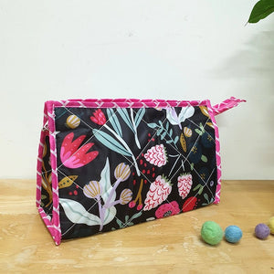 3-Zip Toiletries Kit - Black Tulips