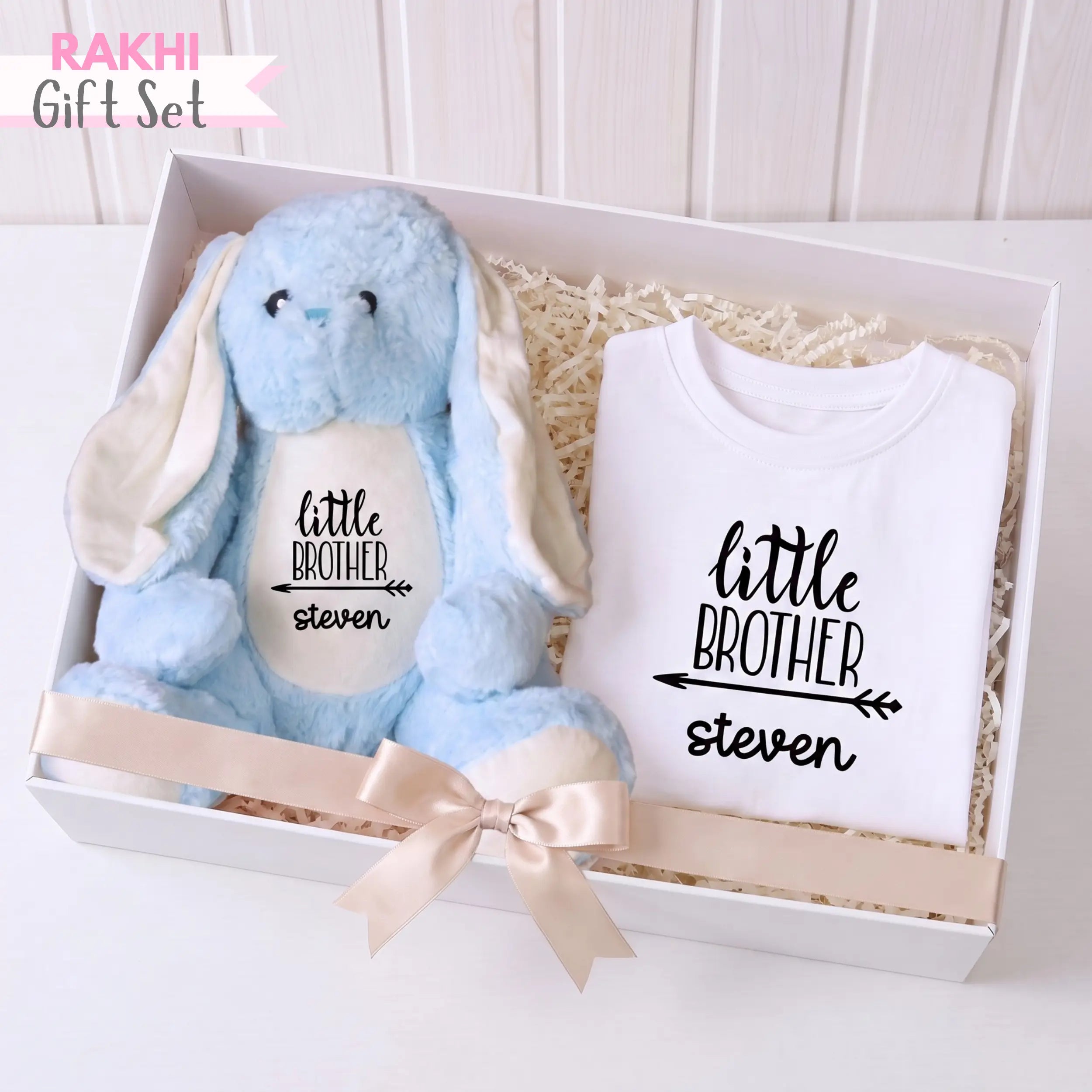 Siblings Brother White T-shirt & Bunny Set