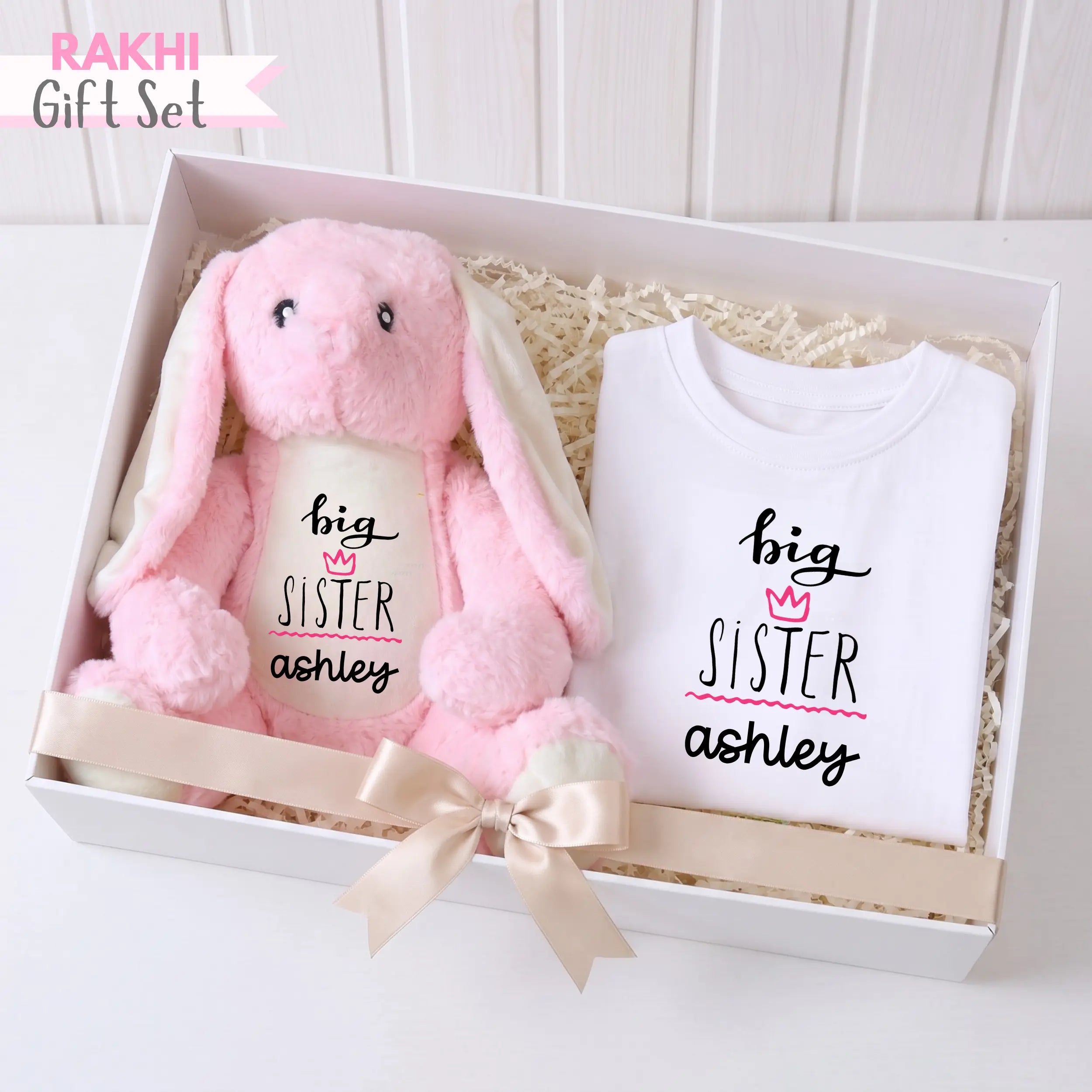 Siblings Sister White T-shirt  & Bunny Set