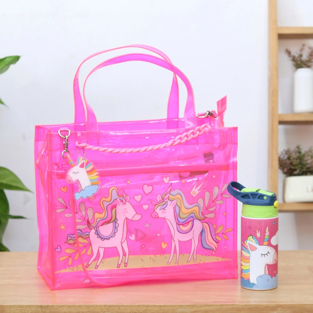Unicorn Dream Double Pocket Jelly Tote Bag & Wet Pouch