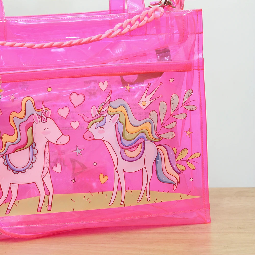 Unicorn Dream Double Pocket Jelly Tote Bag & Wet Pouch