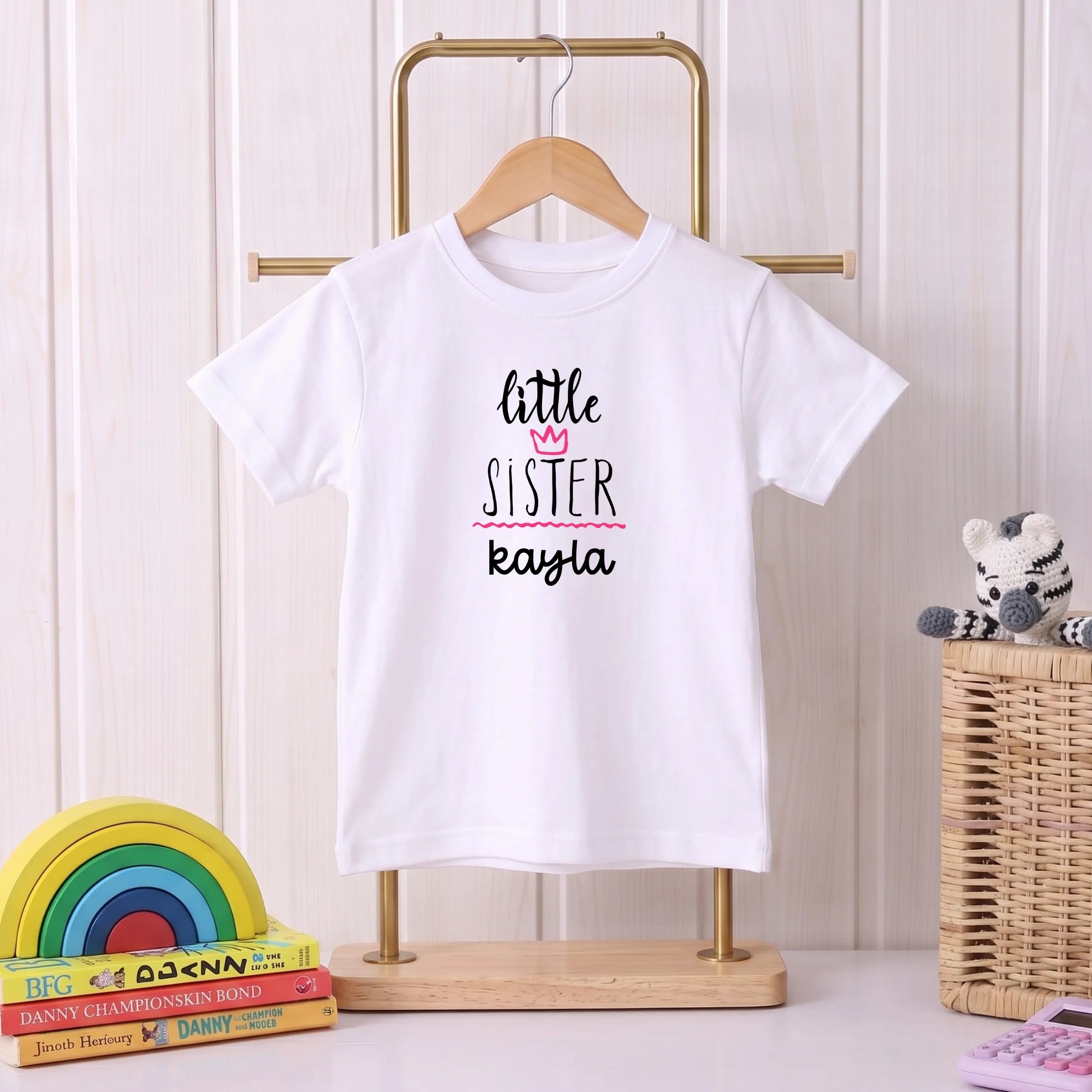 Personalized Siblings Sister White T-shirt