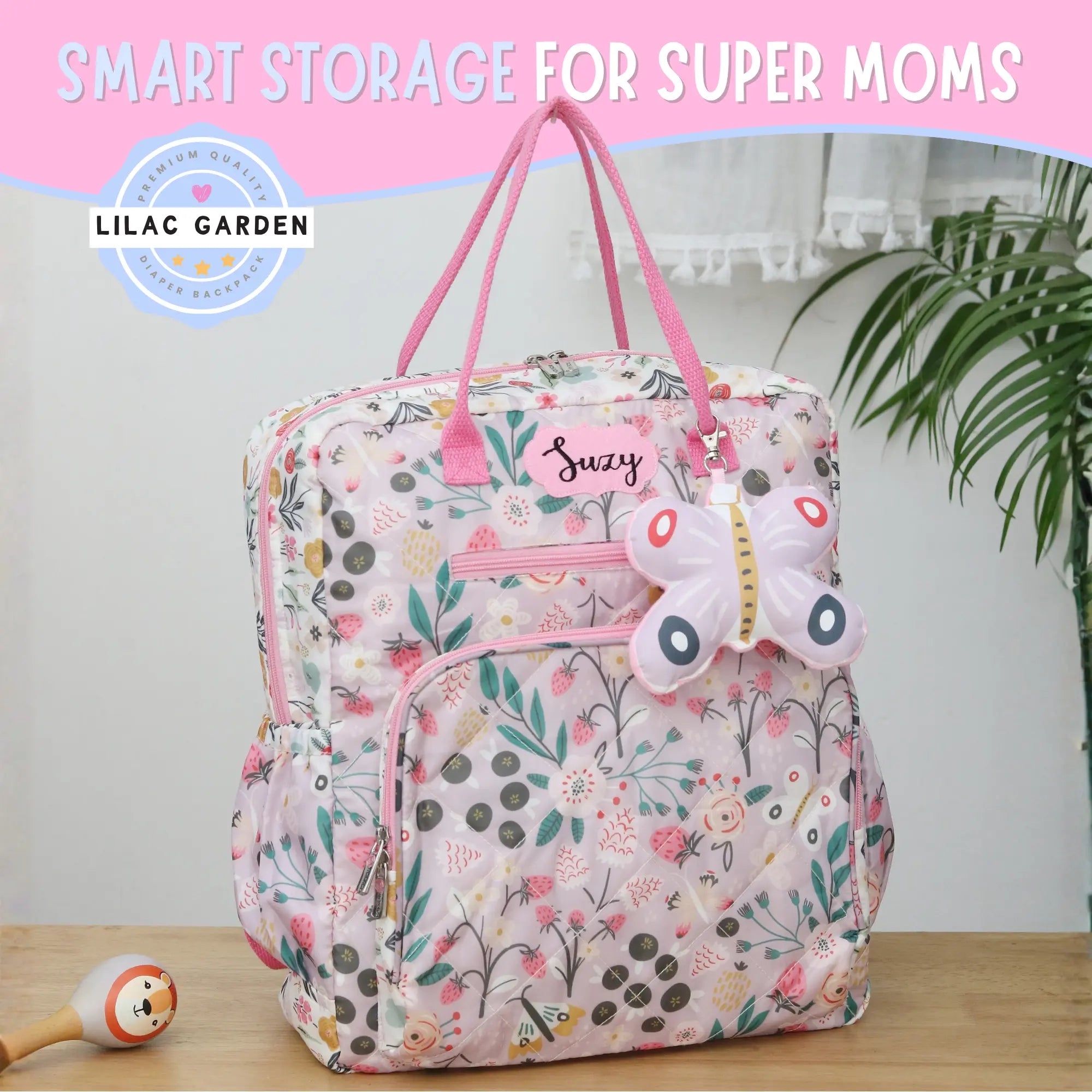 Lilac Garden Diaper Backpack
