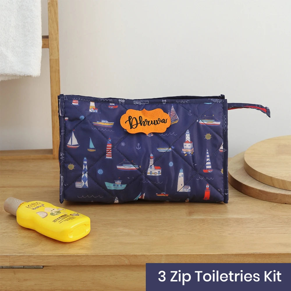 3-Zip Toiletries Kit - lighthouse