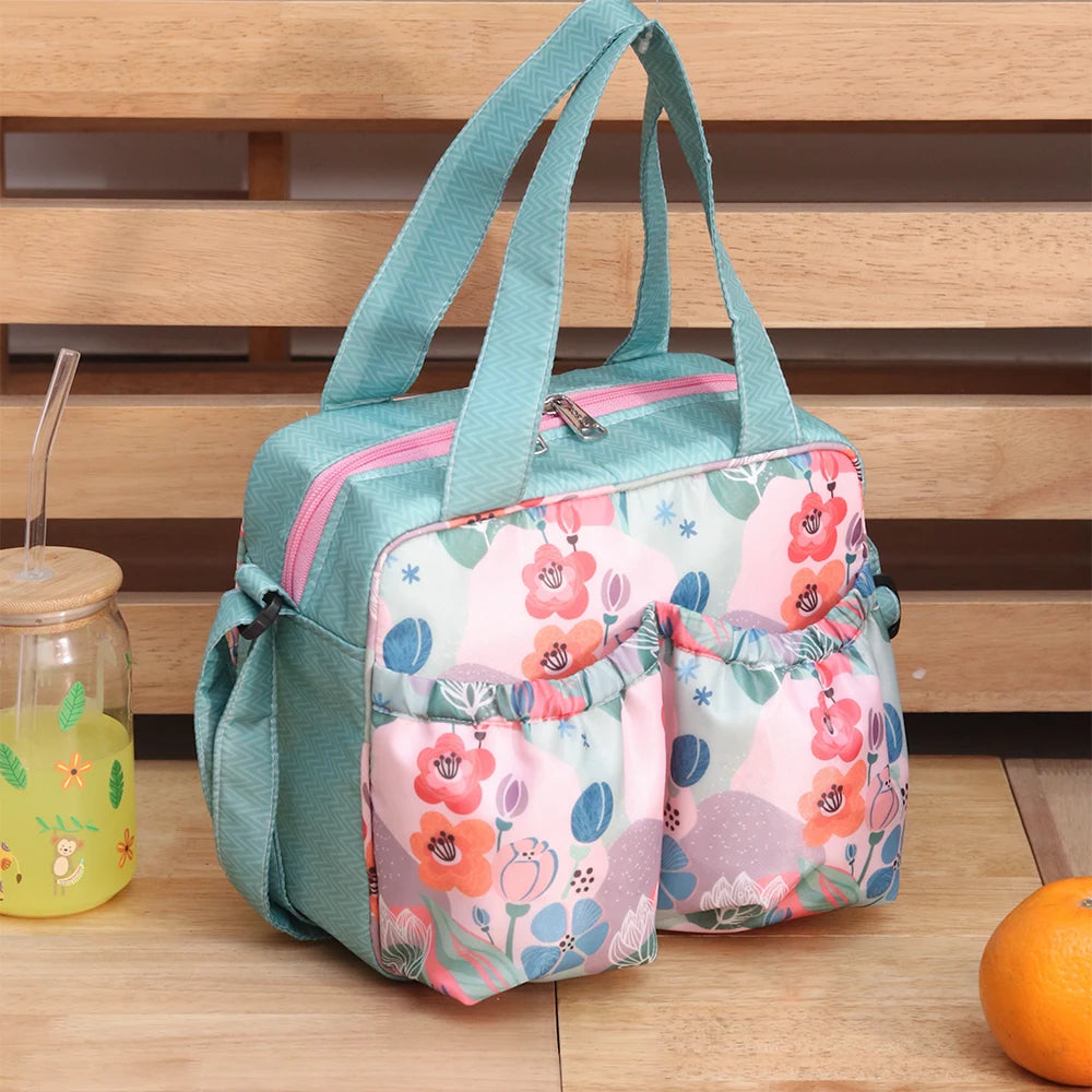 Pink Flower Insulated Tiffin Bag