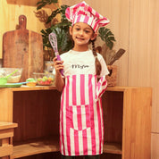 Pink White Cotton Chef Apron