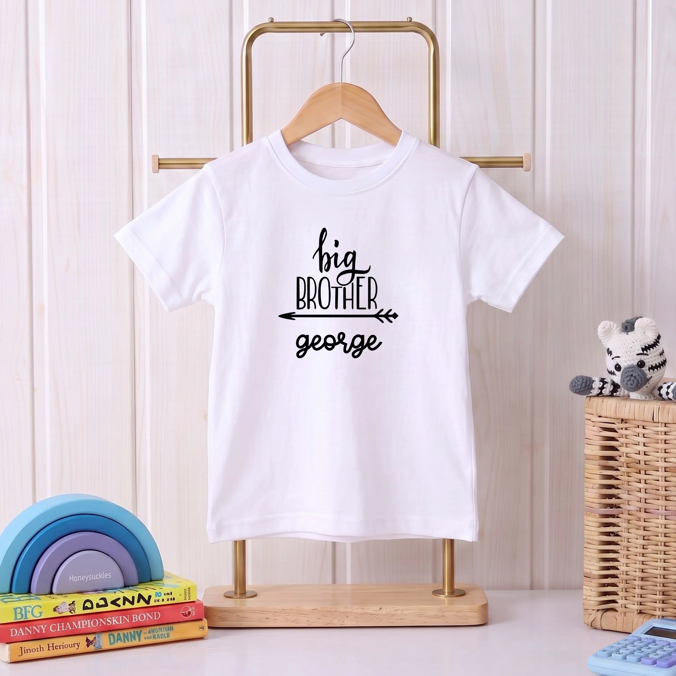 Personalized Siblings Brother White T-shirt