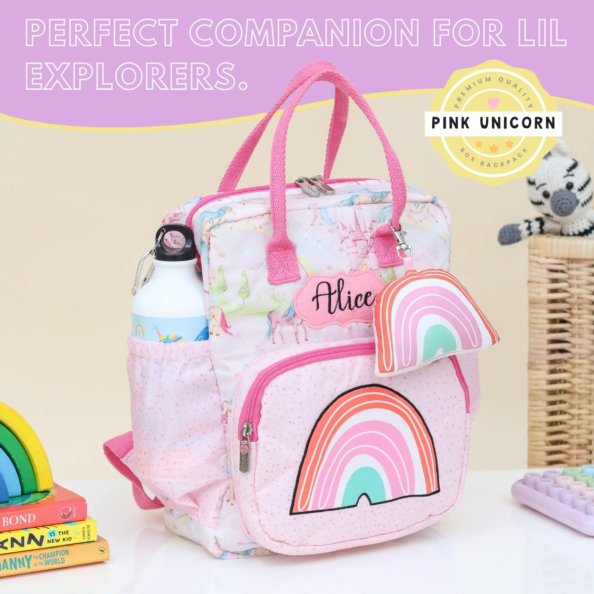 Pink Unicorn Box Backpack