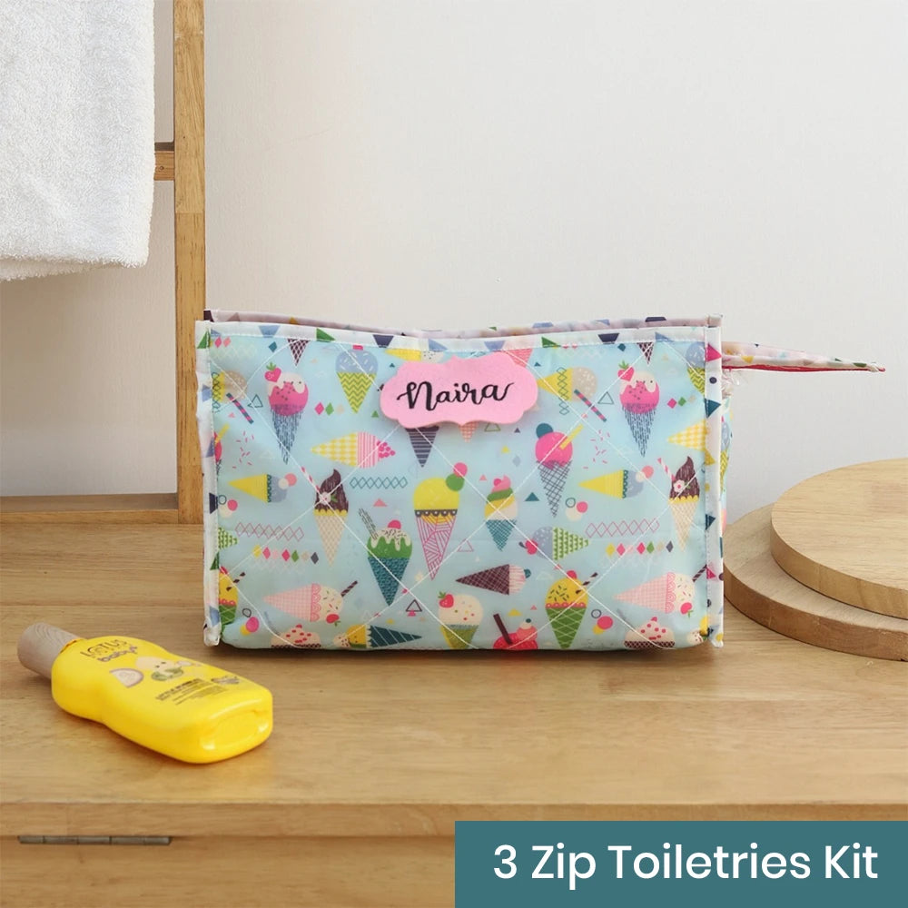 3-Zip Toiletries Kit - Ice-cream