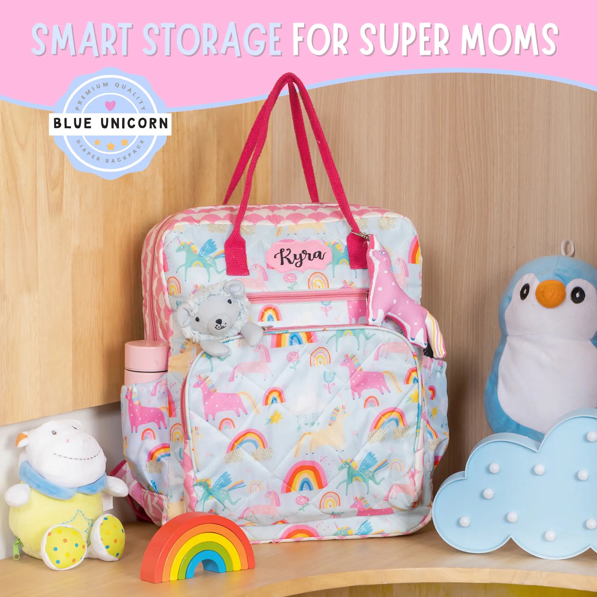 Blue Unicorn Diaper Backpack