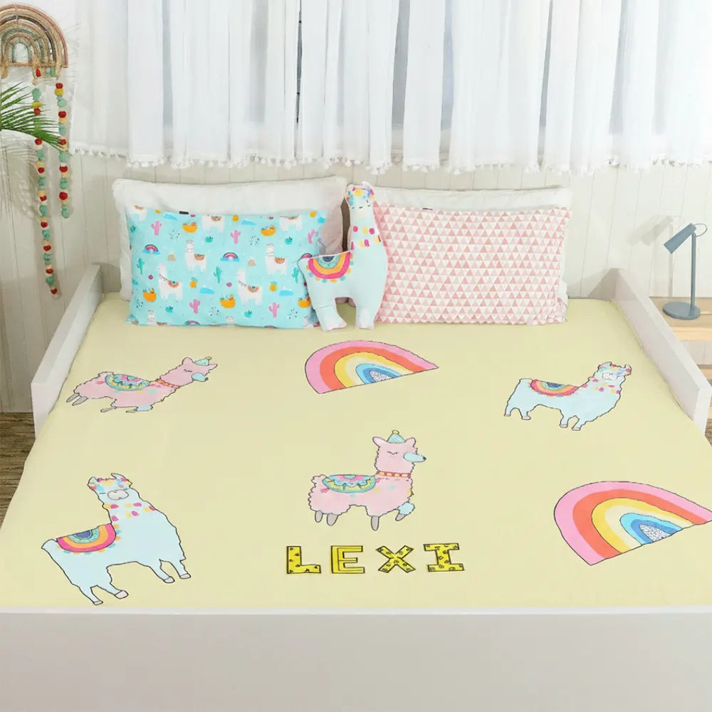 Blue Llama Bedsheet Set