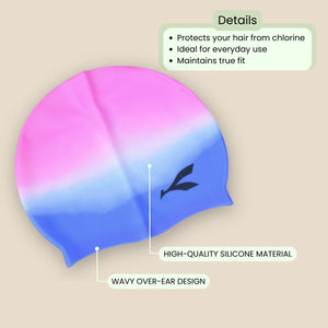 Blue Pink Swimming Cap and Goggles