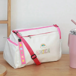 White Pink Sports Duffle Bag