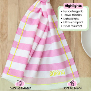 Pink Yellow Set of 2 Bamboo Hand Towel