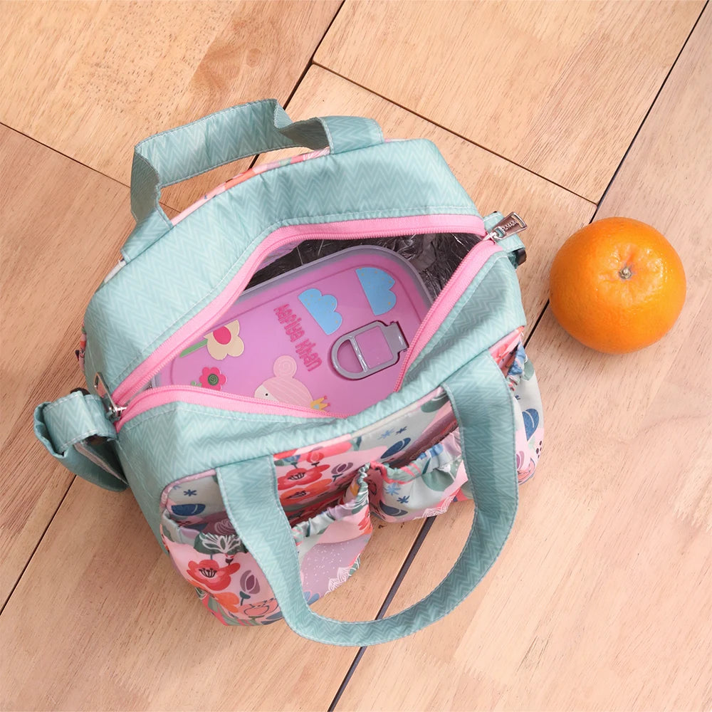 Pink Flower Insulated Tiffin Bag