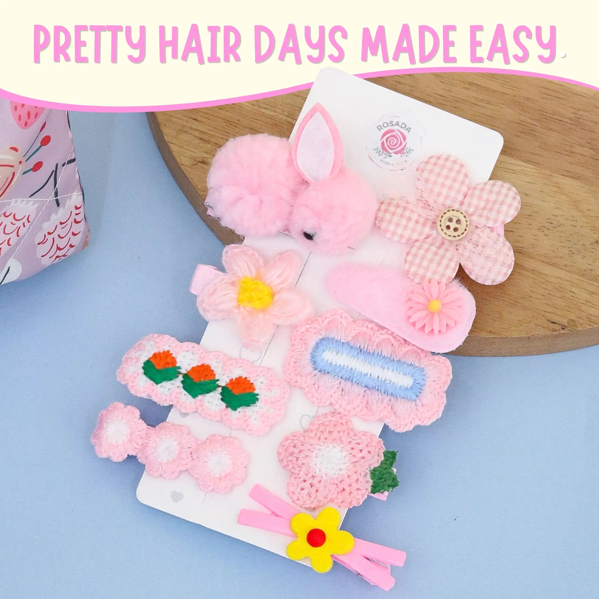 Pink Bunny Hairclip Set
