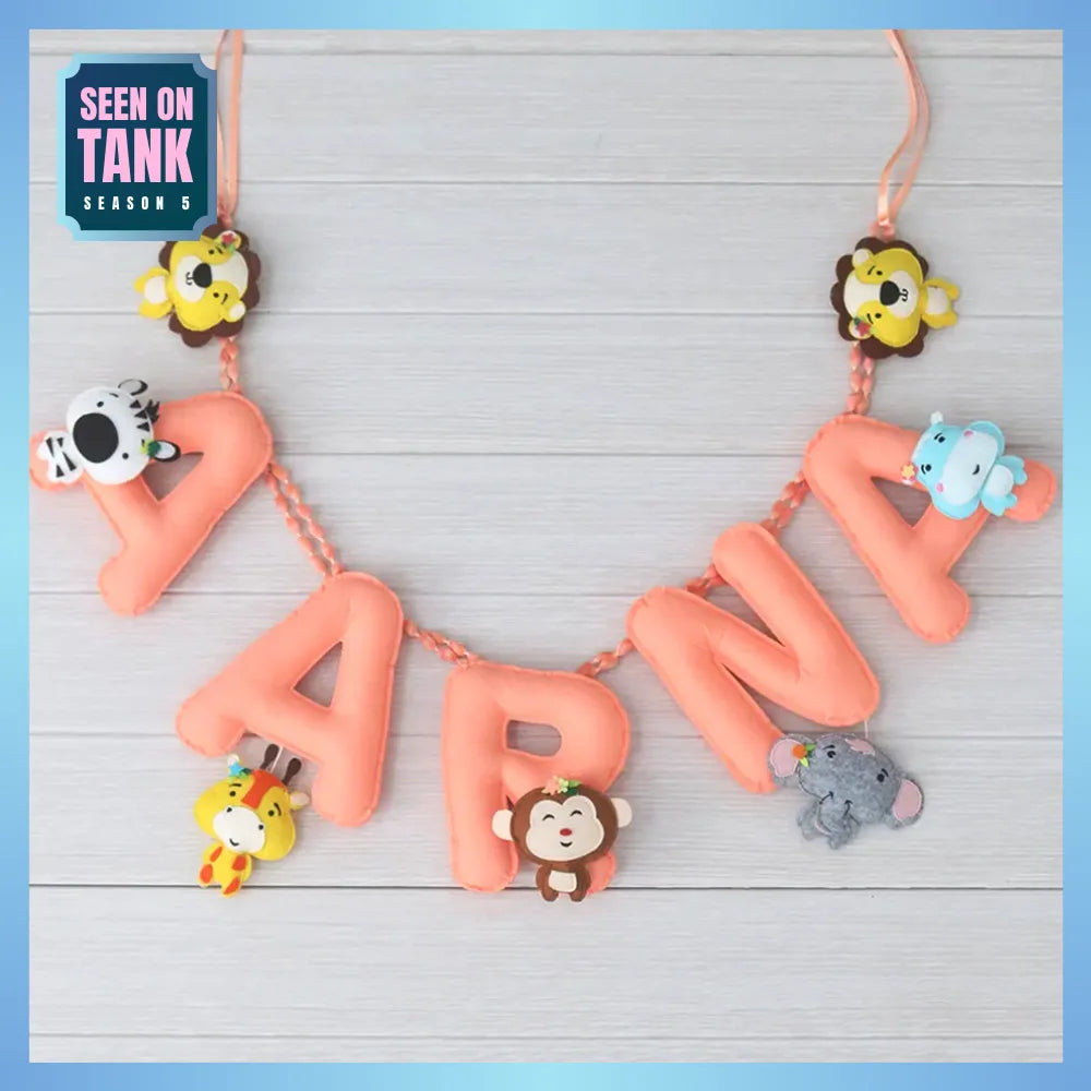 Baby Animal Peach Name Bunting