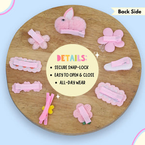 Pink Bunny Hairclip Set