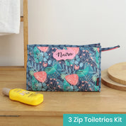 3-Zip Toiletries Kit - Blue Flower