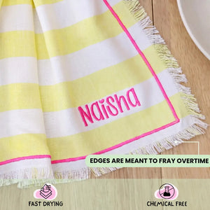 Pink Yellow Set of 2 Bamboo Hand Towel