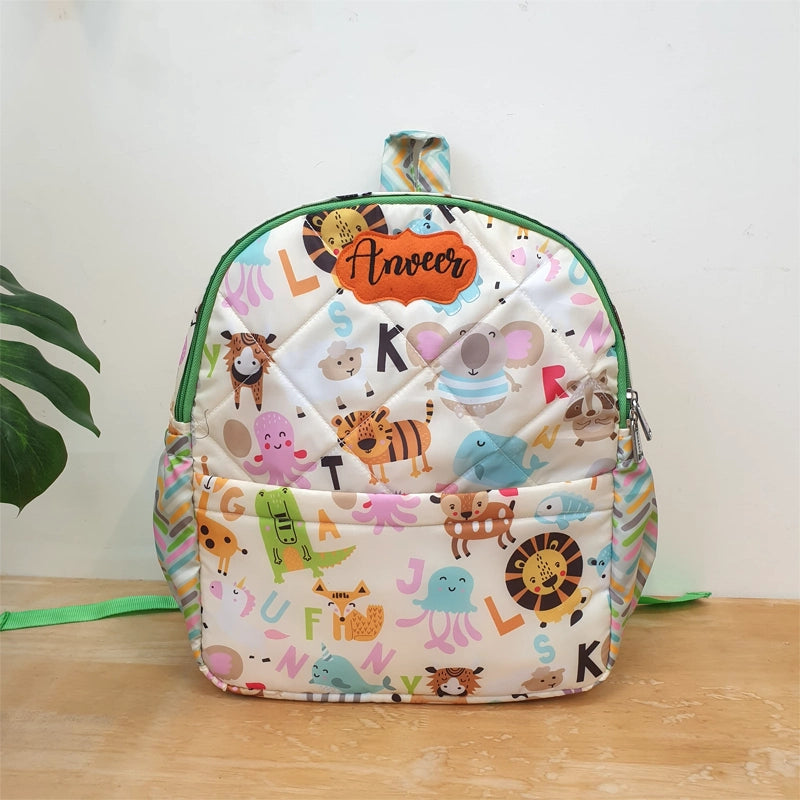 White Alphabet Backpack