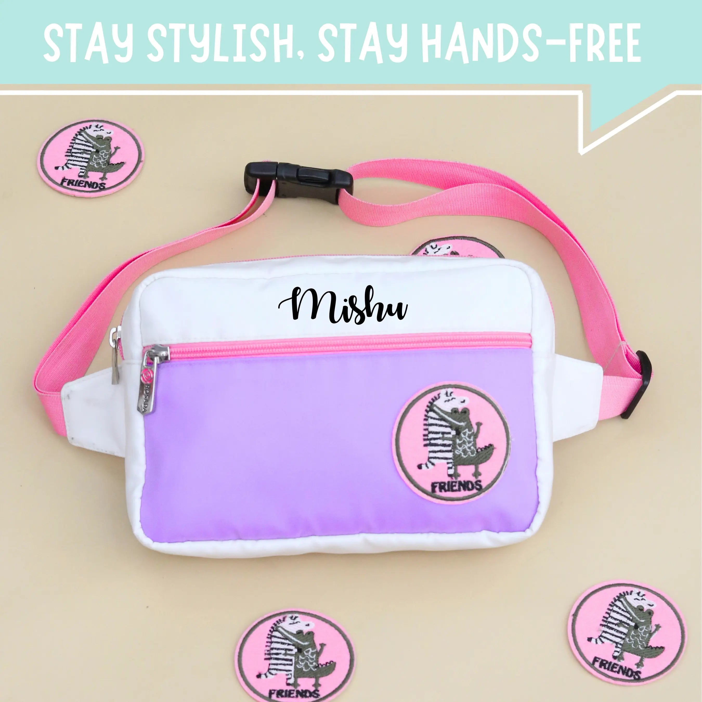 Patches White Waist Bum Bag