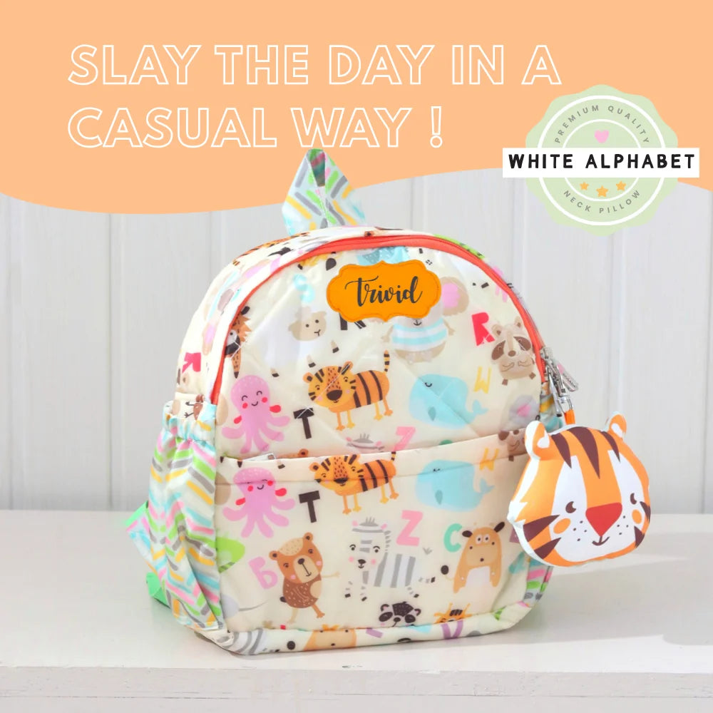 White Alphabet Backpack