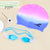 Cyan Pink Swimming Cap and Goggles