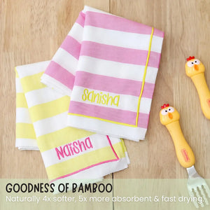 Pink Yellow Set of 2 Bamboo Hand Towel