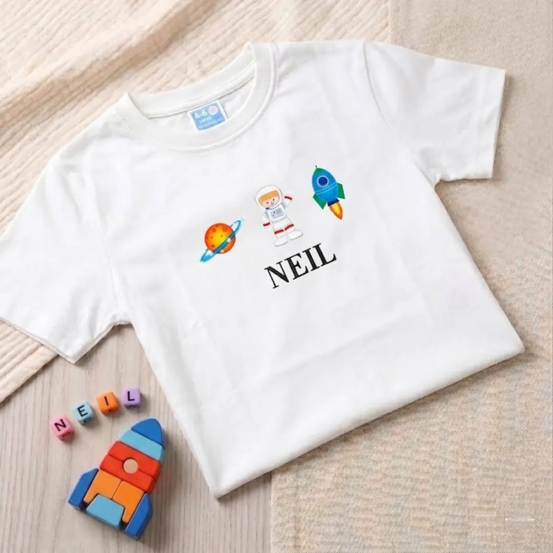 Personalized Space White T-shirt