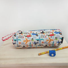 Round Pencil Pouch - Aeroplane