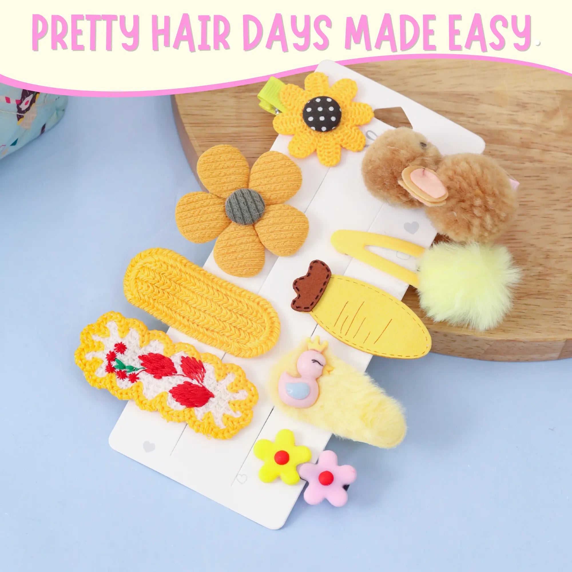 Yellow Floral Hairclip Set