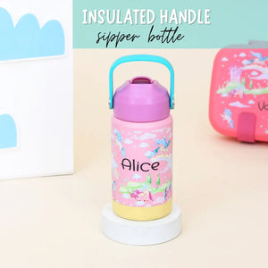 Pink Unicorn Insulated Handle Sipper Bottle