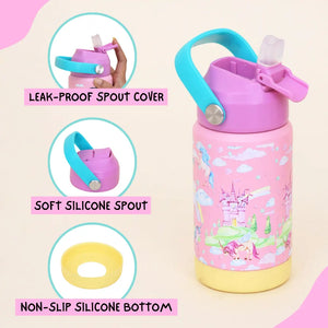 Pink Unicorn Insulated Handle Sipper Bottle