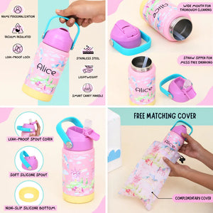 Pink Unicorn Insulated Handle Sipper Bottle