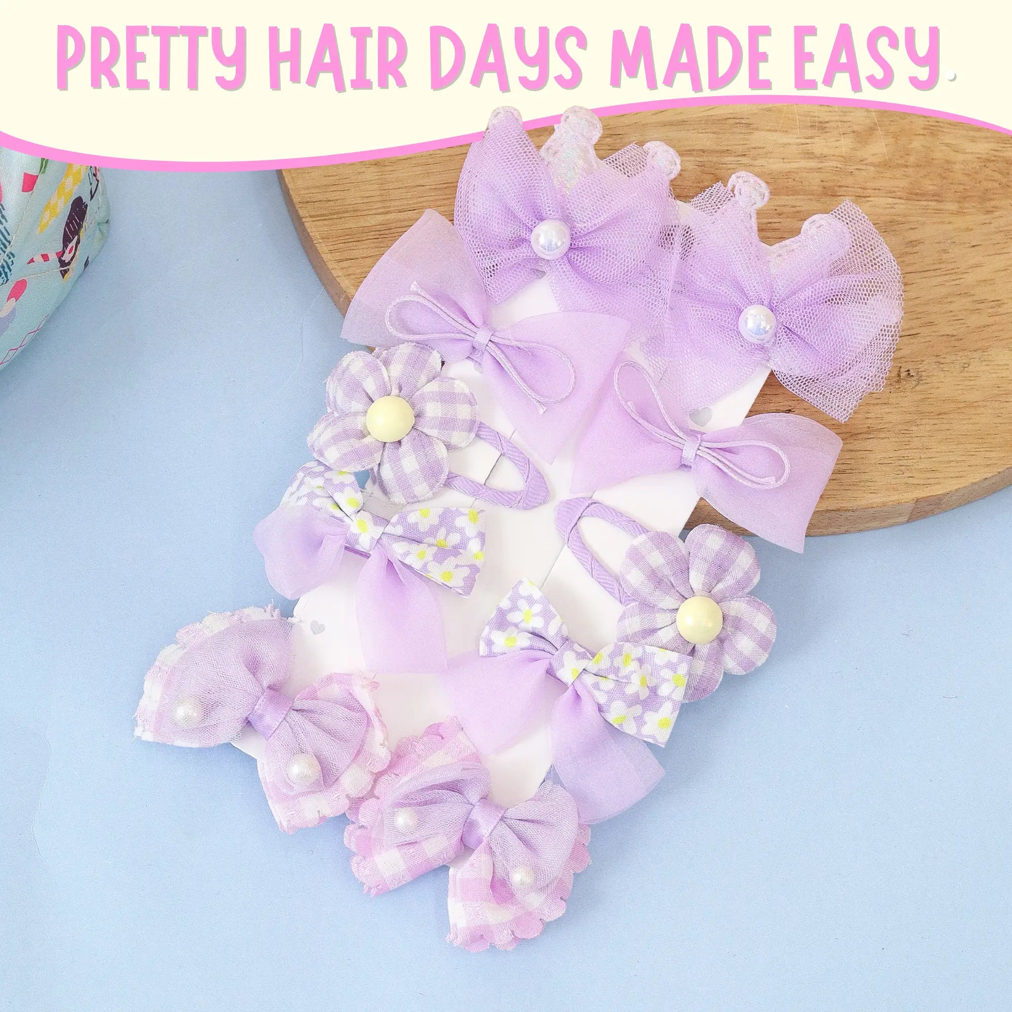 Lavender Bows Hairclip Set