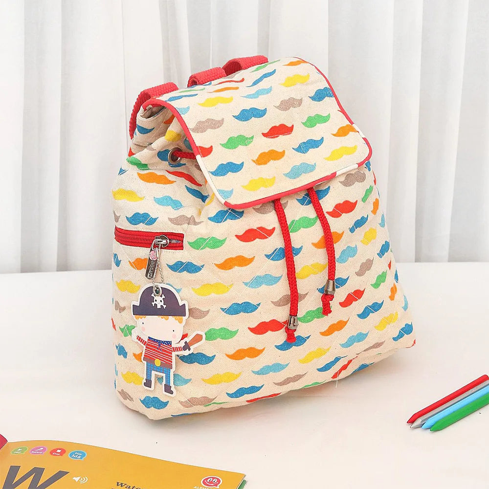 Canvas Colorful Mustache Rucksack Bag