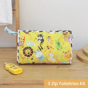 3-Zip Toiletries Kit - Yellow Alphabet