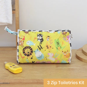 3-Zip Toiletries Kit - Yellow Alphabet