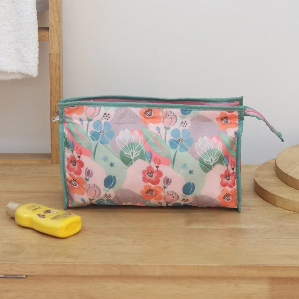 3-Zip Toiletries Kit - Pink Flower