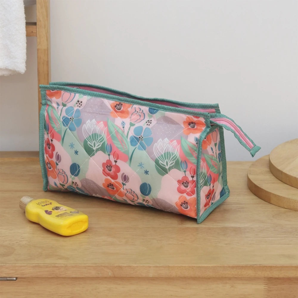 3-Zip Toiletries Kit - Pink Flower