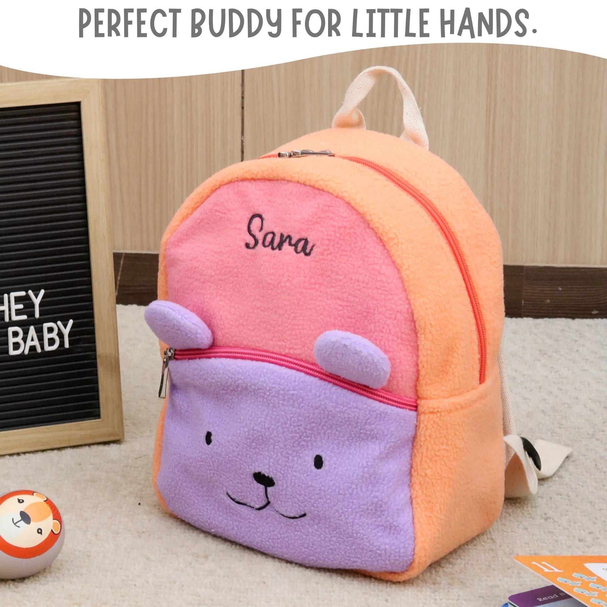 Peachy Purple Plush Baby Backpack