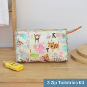 3-Zip Toiletries Kit - White Alphabet