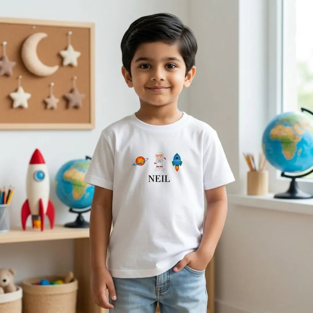 Personalized Space White T-shirt