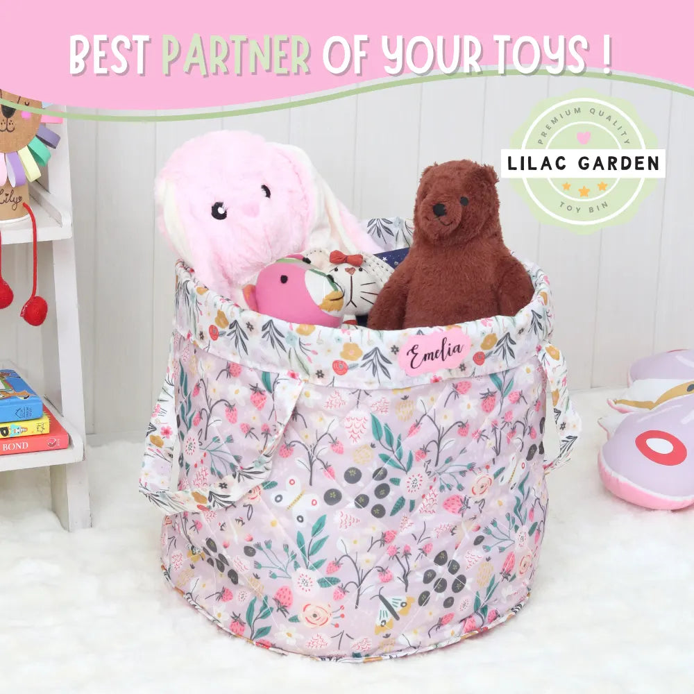 Lilac Garden Quilted Toy Basket